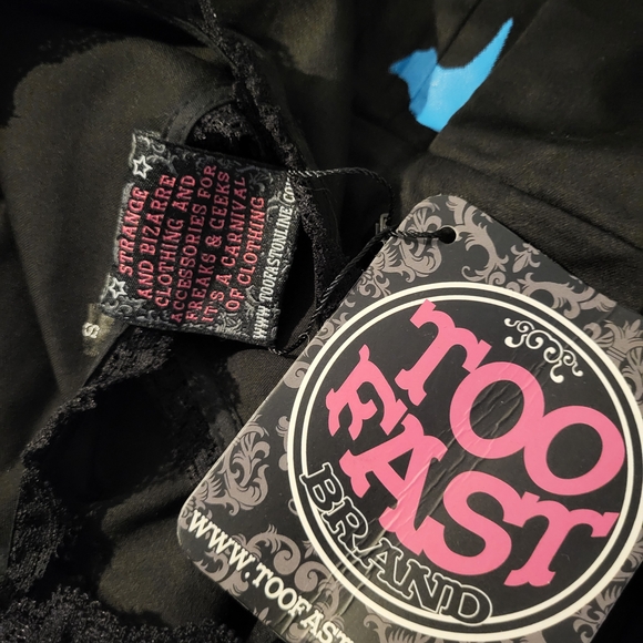 NWT Crow And Tree Black And Blue Pencil Dress Cage Buckle Belt Goth Deadstock - Picture 6 of 6